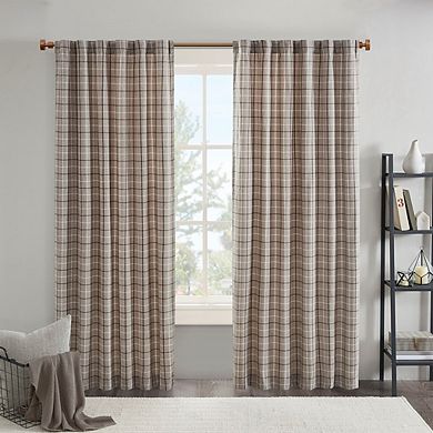 95" x 50" Plaid Rod Pocket and Back Tab Curtain Panel with Fleece Lining