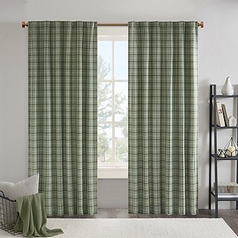 95" x 50" Plaid Rod Pocket and Back Tab Curtain Panel with Fleece Lining