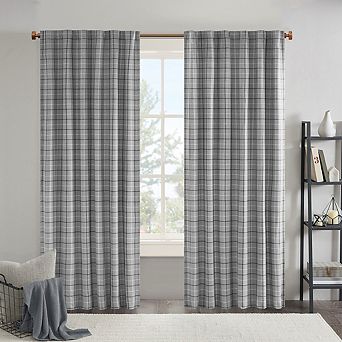 95" x 50" Plaid Rod Pocket and Back Tab Curtain Panel with Fleece Lining
