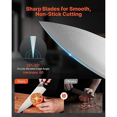 YIORTWO 5 Piece Kitchen Knife Set High Carbon Stainless Steel Cutlery for Home Use
