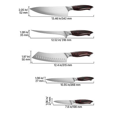 YIORTWO 5 Piece Kitchen Knife Set High Carbon Stainless Steel Cutlery for Home Use