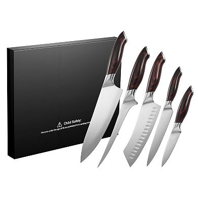 YIORTWO 5 Piece Kitchen Knife Set High Carbon Stainless Steel Cutlery for Home Use