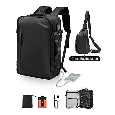YIORTWO Expandable Vacuum Compression Backpack 65L PVC Travel Bag with Pump Secure Side Lock