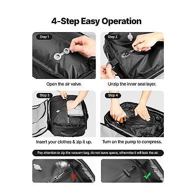 YIORTWO 35L Vacuum Compression Travel Backpack Waterproof PVC Carry On Bag With Air Pump