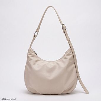 Women's Soft Hobo Shoulder Bag with Adjustable Strap and Zip Closure