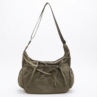 Womens Lightweight Bow Detail Hobo Shoulder Bag with Adjustable Strap and Multiple Pockets