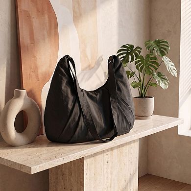 Womens Soft Crescent Hobo Shoulder Bag with Adjustable Strap and Zipper Pockets
