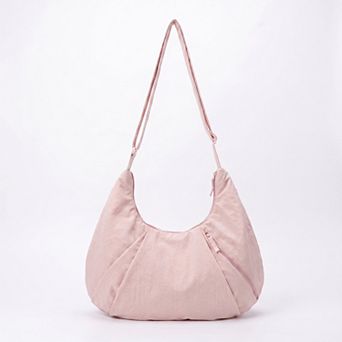 Womens Soft Crescent Hobo Shoulder Bag with Adjustable Strap and Zipper Pockets