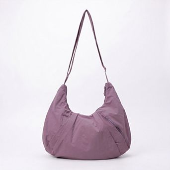 Womens Soft Crescent Hobo Shoulder Bag with Adjustable Strap and Zipper Pockets