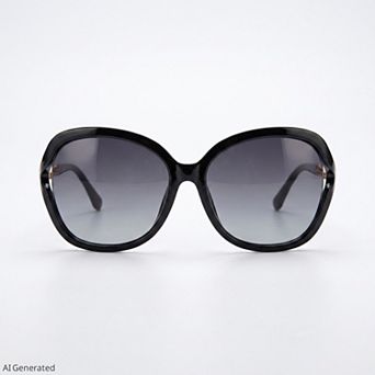 Women's Large Square Butterfly Shades Gradient Tinted Lens Black Acetate Frame - Black