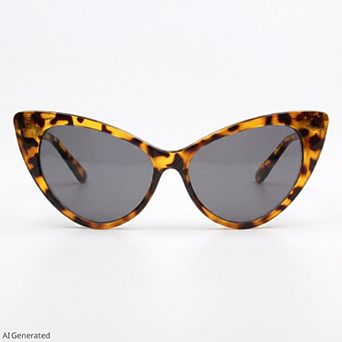 Women's Oversized Cat Eye Sunglasses with Smoke Gradient Lenses Classic Tortoise Print Frame - Brown