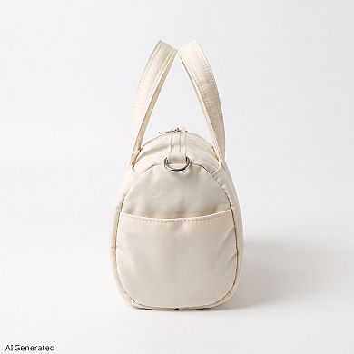 Women's Mini Barrel Satchel Bag with Detachable Crossbody Strap