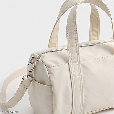 Women's Mini Barrel Satchel Bag with Detachable Crossbody Strap
