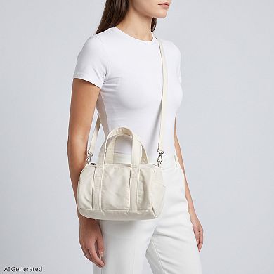 Women's Mini Barrel Satchel Bag with Detachable Crossbody Strap