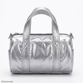 Women's Mini Barrel Satchel Bag with Detachable Crossbody Strap