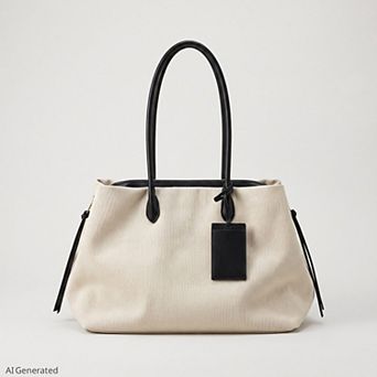 Women's Large Textured Tote Bag with Double Handles and Zip Closure
