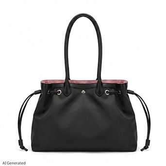 Women's Large Drawstring Tote Bag with Double Shoulder Handles