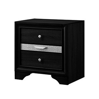 Modern Nightstand with Silver Accents and Hidden Jewelry Drawer