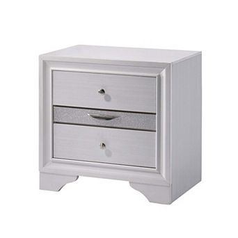 Modern Nightstand with Silver Accents and Hidden Jewelry Drawer