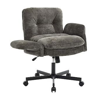 Vabches Criss Cross Office Chair, Flip Up Arms & Low Back, Thick Wide Seat with Side Pockets
