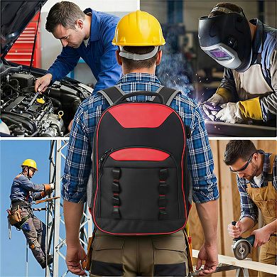 KWPZQEB Multifunctional Tool Backpack, Oxford Tool Bag with Detachable Divider & Padded Backrest