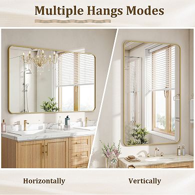 Rectangle Aluminum Alloy Frame Vanity Wall Mirror