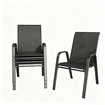 4 Pack Teslin Patio Dining Chairs, 350LB Rustproof Metal Chairs with Ergonomic Lumbar Seat