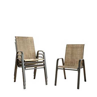 4 Pack Teslin Patio Dining Chairs, 350LB Rustproof Metal Chairs with Ergonomic Lumbar Seat