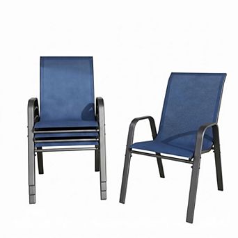 4 Pack Teslin Patio Dining Chairs, 350LB Rustproof Metal Chairs with Ergonomic Lumbar Seat