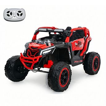 24V 2-Seater Kids Electric Ride Truck, Four-wheel drive with Parent Control, Bluetooth, LED Lights