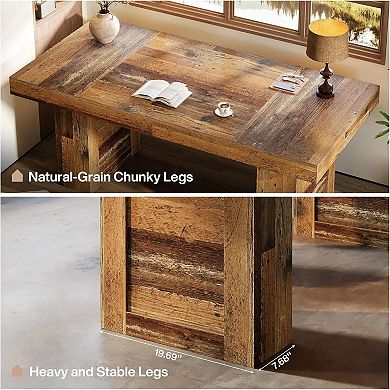 YIORTWO 63 Inch Executive Desk Wooden Office Computer Desk Heavy Duty