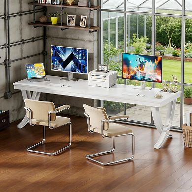 YIORTWO 78.7" Two Person Desk Industrial Double Computer Desk