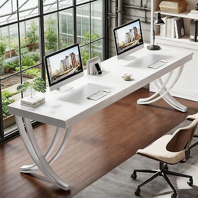 YIORTWO 78.7" Two Person Desk Industrial Double Computer Desk