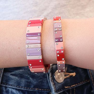 Mauve Domino Stretch Bracelet