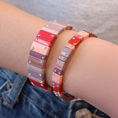 Mauve Domino Stretch Bracelet
