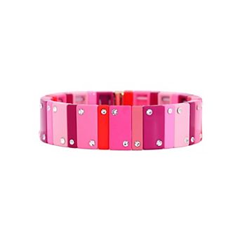 Hot Pink Domino Stretch Bracelet