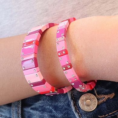 Hot Pink Domino Stretch Bracelet