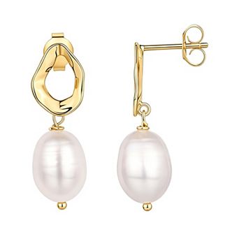 14K Gold Plated Silver Post Hypoallergenic Pearl Drop Earrings Gift for Bride