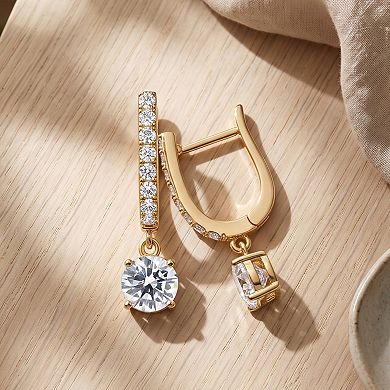 14K Gold Plated Cubic Zirconia Dainty Hoop Dangle Earrings Gift for Her