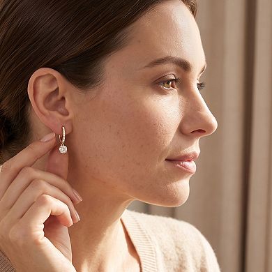 14K Gold Plated Cubic Zirconia Dainty Hoop Dangle Earrings Gift for Her