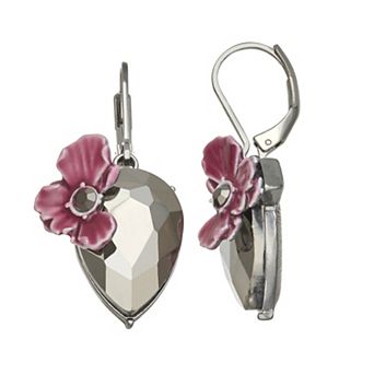 Simply Vera Vera Wang Jet Tone Leverback Flower Stone Drop Earrings