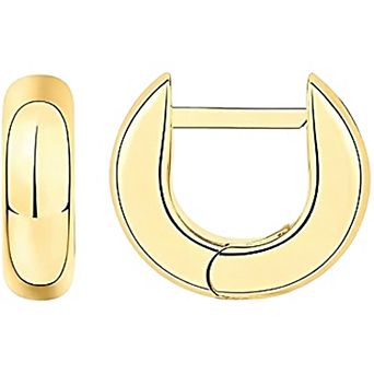 14K Gold Plated Minimalist Thick Half Round Hoop Earrings Gift for Her