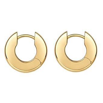 14K Gold Plated Hypoallergenic Minimalist Chunky Huggie Earrings Gift for Her