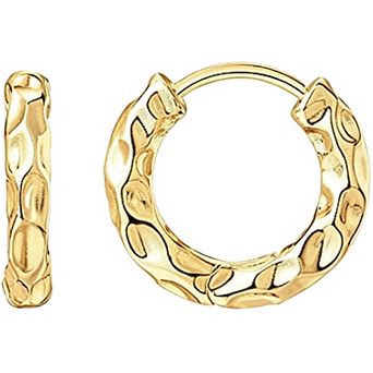 14K Gold Plated Minimalist Thick Hinged Hoop Earrings Gift for Her