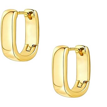 14K Gold Plated Hypoallergenic Minimalist U Shaped Huggie Earrings Gift for Her
