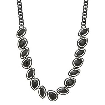 Simply Vera Vera Wang Jet Plated Polished Stone Frontal Necklace