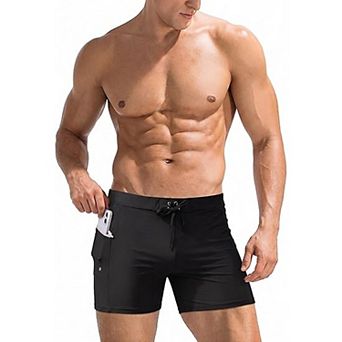 Ekouaer Mens Bikini Swim Briefs Quick Dry Swimsuit Beach Swimwear with Zip Pockets Beach Shorts