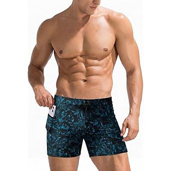 Ekouaer Mens Bikini Swim Briefs Quick Dry Swimsuit Beach Swimwear with Zip Pockets Beach Shorts
