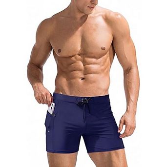 Ekouaer Mens Bikini Swim Briefs Quick Dry Swimsuit Beach Swimwear with Zip Pockets Beach Shorts