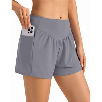 Ekouaer Women' 3" Board Shorts High Waisted Swim Shorts Swimsuit Bottoms Beach Shorts with Pockets